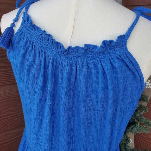LOFT Beach Vibrant Royal Blue Tiered Ruffle Midi Dress Women's Size Small NWOT - Picture 11 of 12